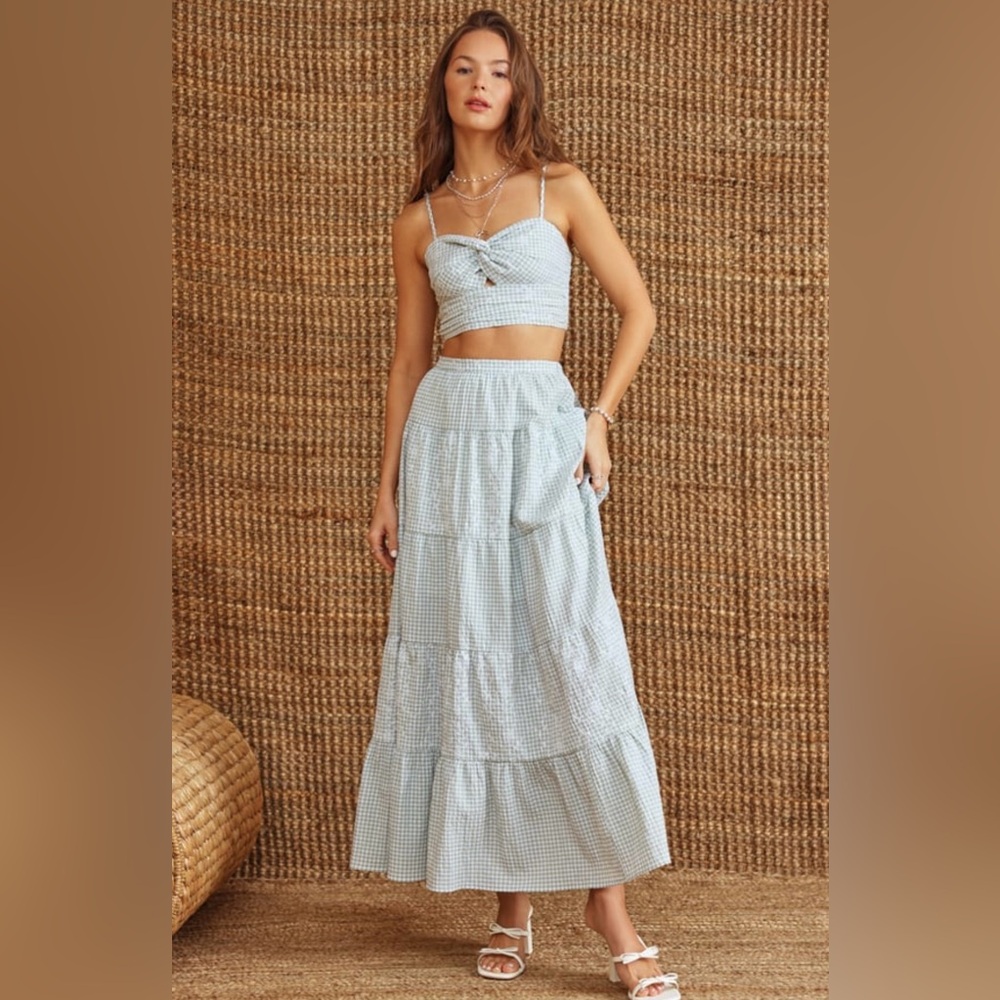 NWT Altar’d State Fleur Gingham Maxi Skirt - Picture 2 of 6